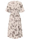 [Übergröße] Rosa 40er Kleid mit Blumen-Print und Kurzarm