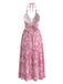 Rosa 40er Maxikleid mit Neckholder und Paisley