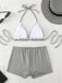 Rosa 50er Bikini-Set & Shorts mit Schleife und Hohe Taille