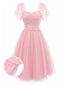 [Vorverkauf] Rosa 50er Netzkleid mit Herzausschnitt und Polka-Dots