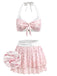 Rosa 50er Bikini-Set mit Ditsy-Blumen und Neckholder