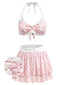 [Vorverkauf] Rosa 50er Bikini-Set mit Ditsy-Blumen und Neckholder
