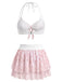 Rosa 50er Bikini-Set mit Ditsy-Blumen und Neckholder