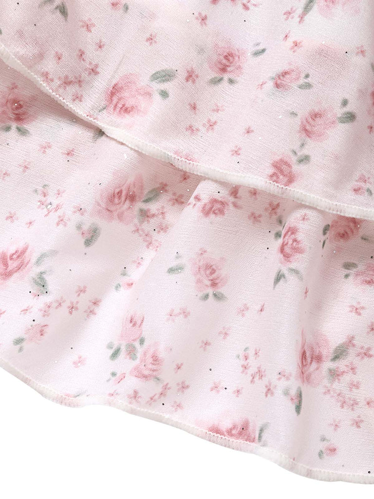 Rosa 50er Bikini-Set mit Ditsy-Blumen und Neckholder