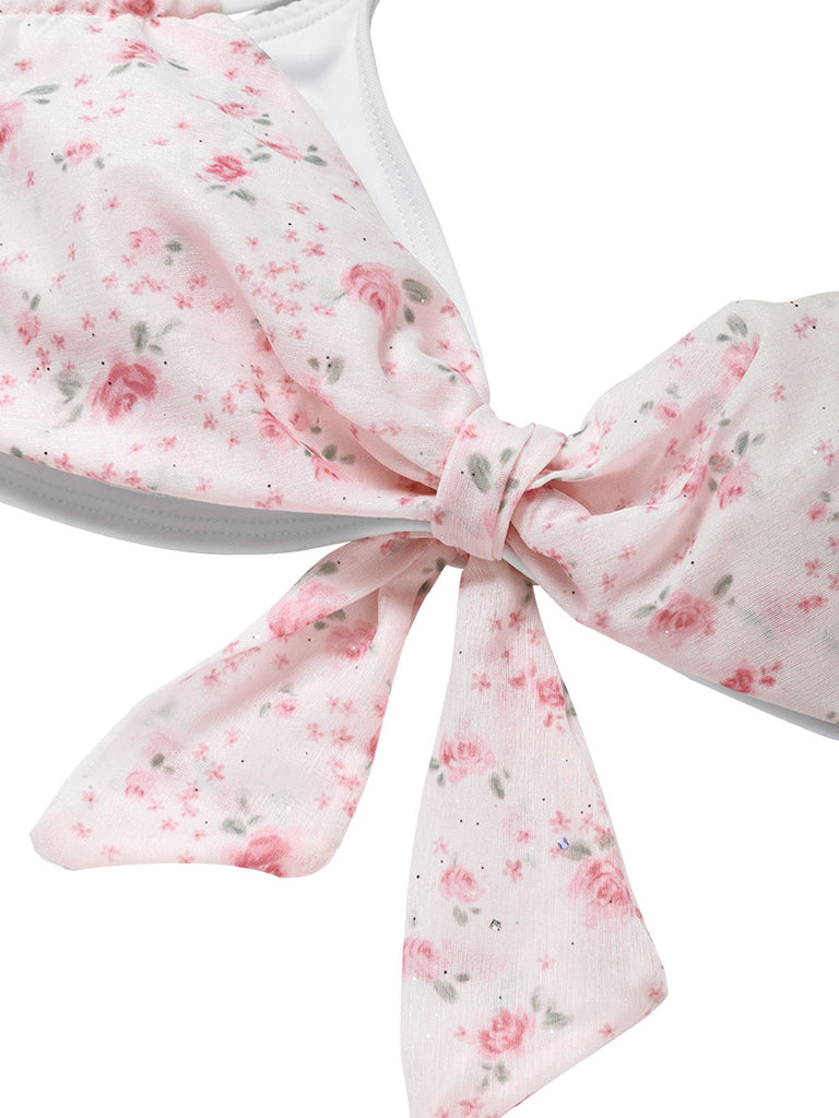 Rosa 50er Bikini-Set mit Ditsy-Blumen und Neckholder