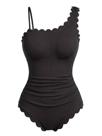 50er Badeanzug mit Rüschen und Cut-out