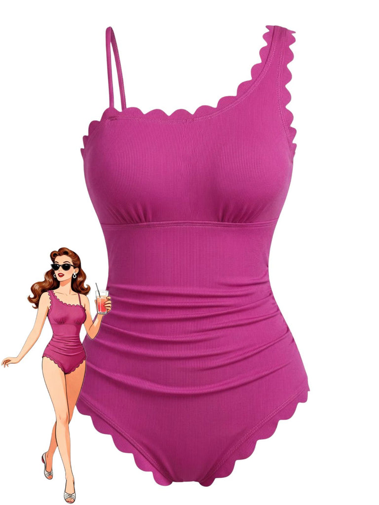 50er Badeanzug mit Rüschen und Cut-out