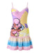 Rosa 60er Minikleid mit Print und Mädchen