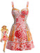 Rosa 70er Minikleid mit Blumen und Schnürung