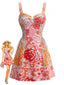 Rosa 70er Minikleid mit Paisley-Blumenprint und Schnürung