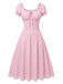Rosa 40er Kleid mit Schleife und A-Linie