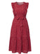 [Übergröße] Rotes 40er Swingkleid mit Polka-Dots und Rüschen