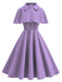 Lila 50er Kleid mit Reverskragen und A-Linie