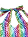 Regenbogen 80er Meerjungfrauenkleid mit Neckholder und Metallic