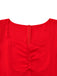Rotes Empire-Kleid aus den 1940er Jahren mit einfarbigem Ausschnitt und Taillenausschnitt