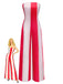 Roter 40er Jumpsuit mit trägerlos und Streifen