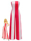 Roter 40er trägerloser Jumpsuit mit Streifen