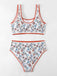 Rotes 50er Tankini-Set mit U-Ausschnitt und Blumen