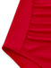 Roter Badeanzug im Stil der 1950er Jahre mit Raffungen, Cut-outs und Bauchkontrolle (Nahaufnahme der Raffungen)
