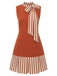 Rotes 60er Ärmelloses Kleid mit Schleife und Streifen