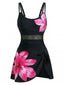 Rosa 40er Netz-Badekleid mit Blumen und Schnürung