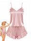 1960er Slip Rüschen Satin Pajama Set