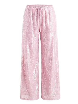 Rosa Paillettenhose auf weißem Hintergrund