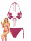 Rosarotes 80er Bikini-Set mit Häkelarbeit und Blumen