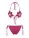 Rosarot 80er Bikini-Set & Shorts mit Blumen und Hand
