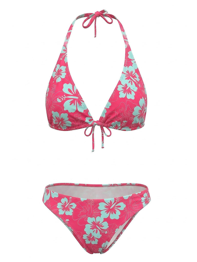 Tropischer Bikini mit Blumenmuster aus den 1960er Jahren – Vintage-Mode, Retro-Stil