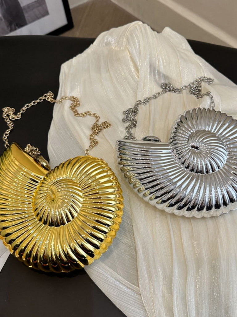Metallisch Muschel Clutch Kettentasche