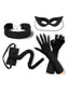 Schwarzes Katzen-Kostüm-Accessoire-Set mit Paillettenmaske