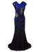 Blau 1920er Gatsby Maxi Kleid