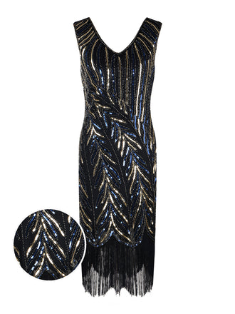 Blau 1920ER FRANSEN PAILLETTEN PARTY KLEID