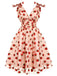 Schwarz 1950er Kirsche Gänseblümchen Netz Swing Kleid