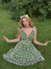 Grün 1950er Gänseblümchen Netz Swing Kleid
