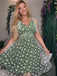 Grün 1950er Gänseblümchen Netz Swing Kleid