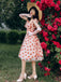 Rosa 1950er Erdbeer Netz Swing Kleid