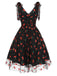Grün 1950er Gänseblümchen Netz Swing Kleid