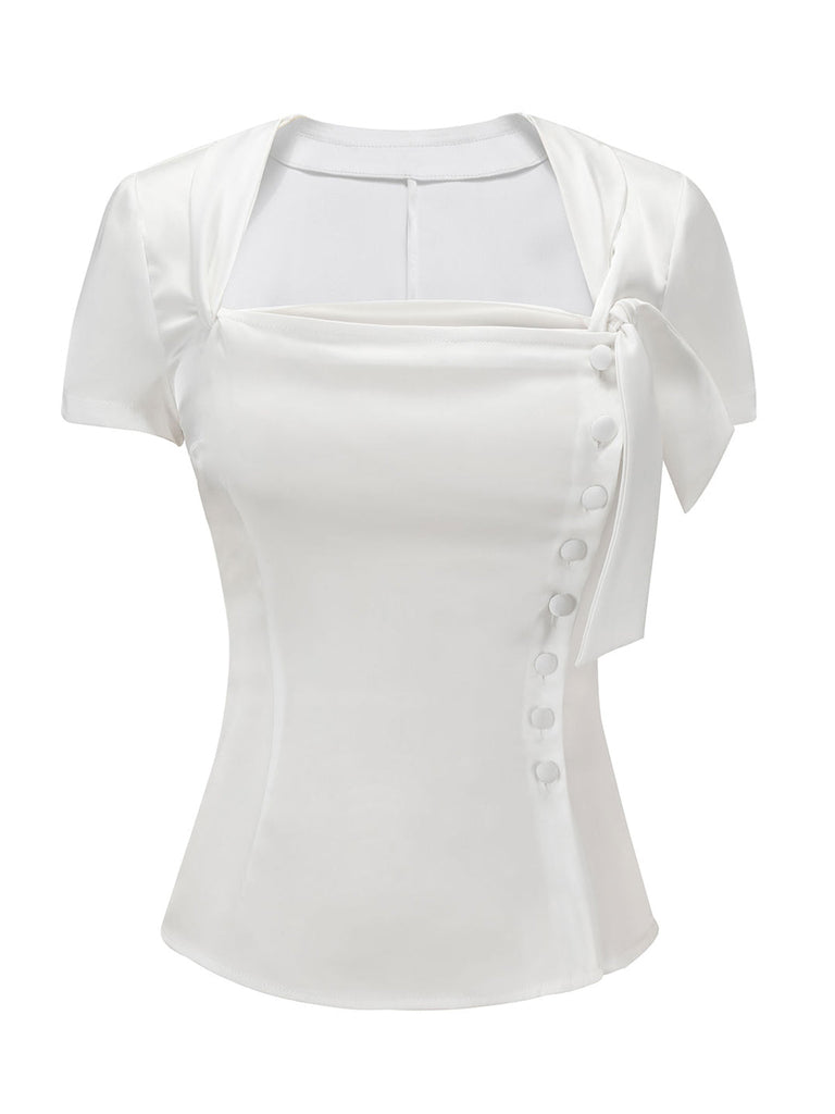 [Vorverkauf] 2PCS 1960er Tasten Shirt & Spitze Hem Solide Rock