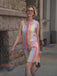 1960er Regenbogen Streifen Herz Tasche Kleid