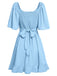 1930er Solide V-Ausschnitt Taille Rüschen Kleid