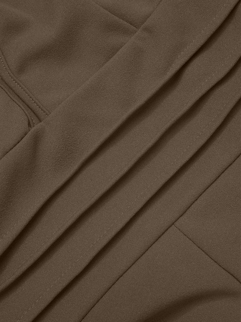 1970er Solide V-Ausschnitt Rückenkreuz Träger Jumpsuit