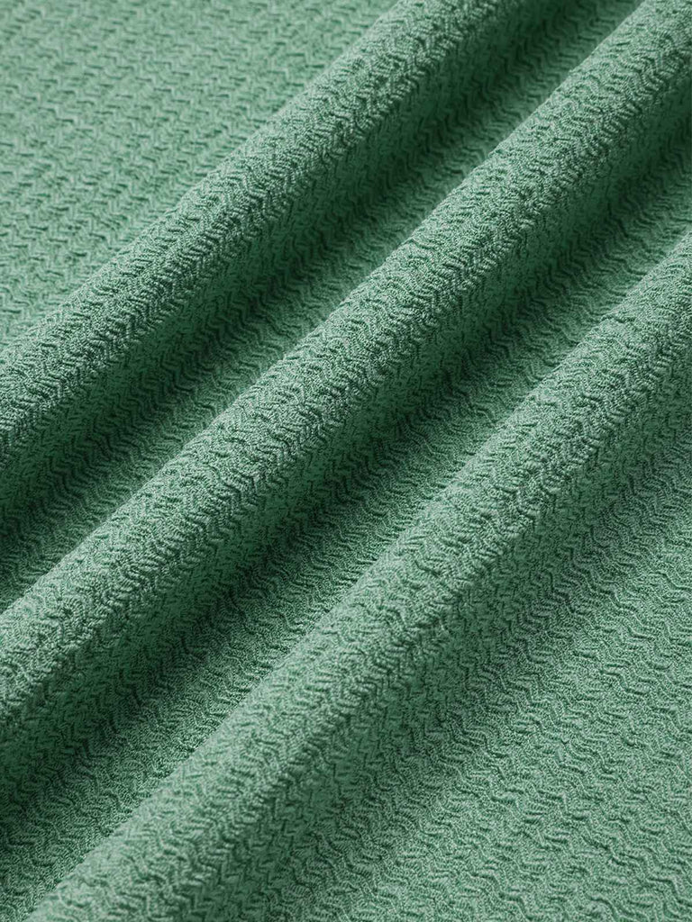 2PCS 1940er Weiß Revers Palmen Bluse & Grün Falten Hosen