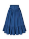 [Vorverkauf] 2PCS 1940er Baumwolle Creme V-Ausschnitt Top & Blau Plissiertes Rock