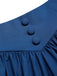 [Vorverkauf] 2PCS 1940er Baumwolle Creme V-Ausschnitt Top & Blau Plissiertes Rock