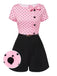 [Vorverkauf] Rosa 1950er Polka Dot Bogen Romper