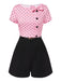 [Vorverkauf] Rosa 1950er Polka Dot Bogen Romper