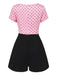 [Vorverkauf] Rosa 1950er Polka Dot Bogen Romper