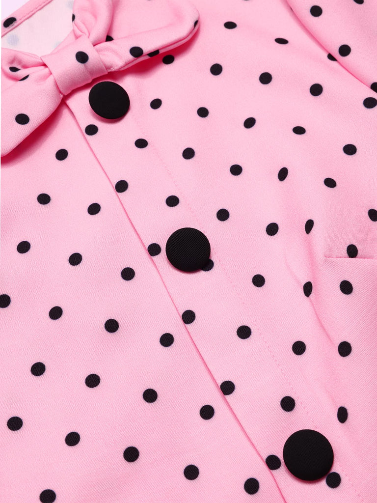 [Vorverkauf] Rosa 1950er Polka Dot Bogen Romper